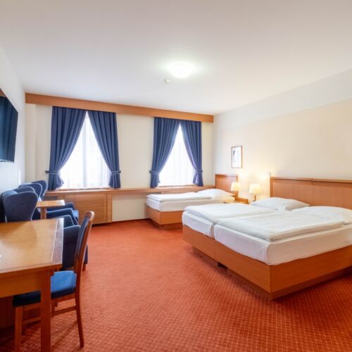 Pokoj pro 3 os. s výhledem na město na poschodí