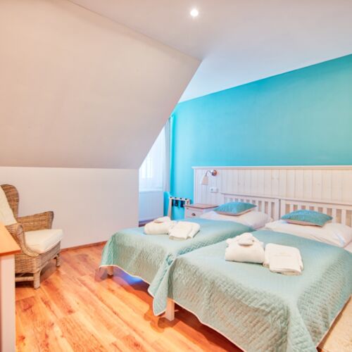 Camera twin cu aer condiționat cu vedere spre grădină