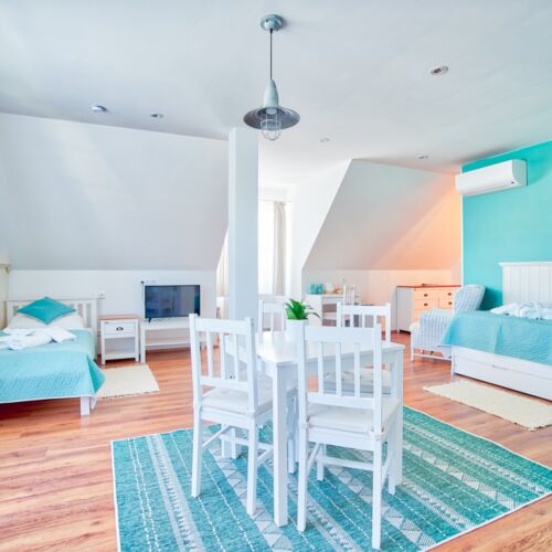 Camera cvadrupla cu aer condiționat cu vedere spre grădină