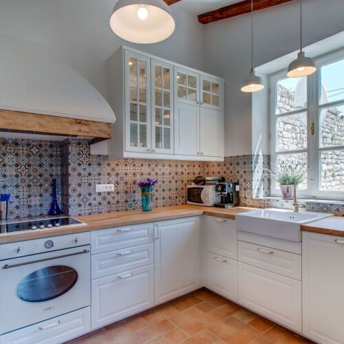 Ferienhaus mit Klimaanlage und Aussicht auf den Garten