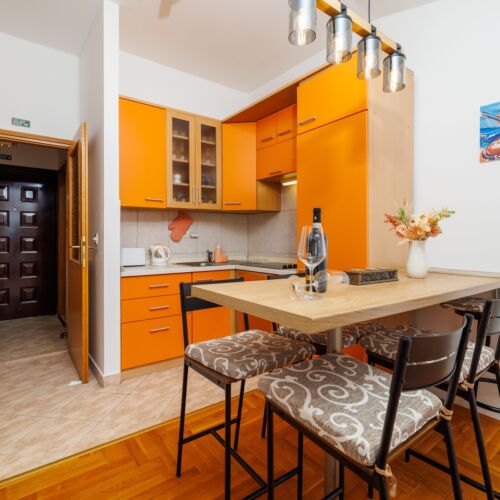 Apartman s balkónem s manželskou postelí s 1 ložnicí s výhledem na moře (s možností přistýlky)