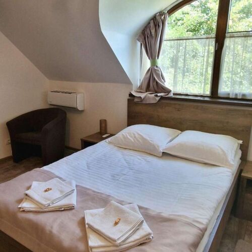 Camera dubla la etaj cu vedere spre grădină