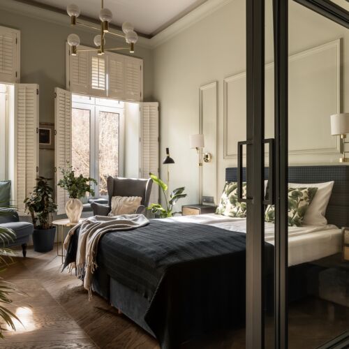 Apartament 4-osobowy na parterze z widokiem na ogród z 2 pomieszczeniami sypialnianymi