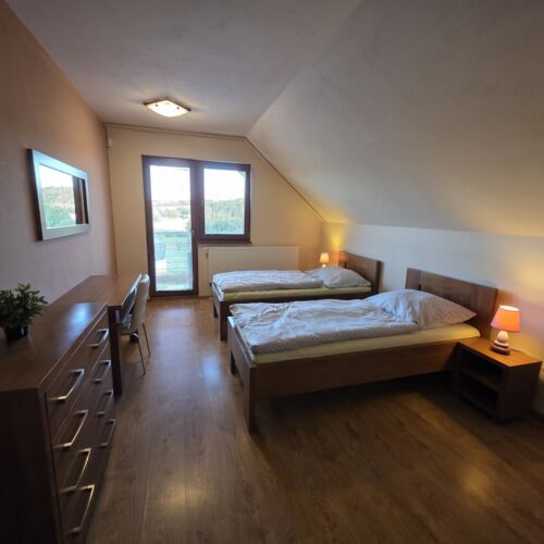 Camera twin la etaj cu vedere spre grădină