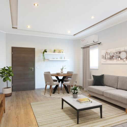 Apartament 4-osobowy na parterze z tarasem z 2 pomieszczeniami sypialnianymi (możliwa dostawka)