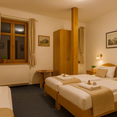 Komfort Dreibettzimmer mit Aussicht auf die Berge