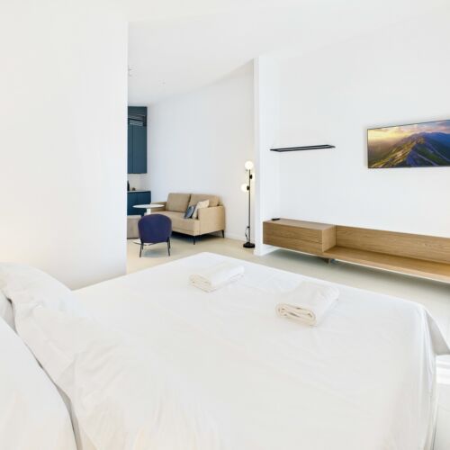 Suita s balkónem s manželskou postelí s 1 ložnicí s výhledem na město